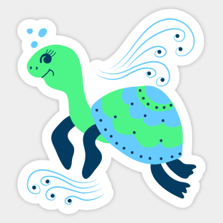 Aqua ocean animals - turtle Sticker